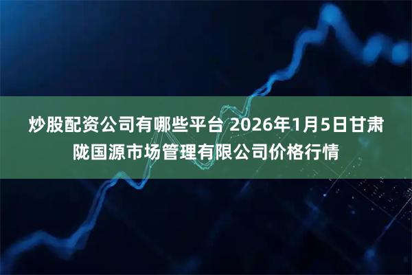 炒股配资公司有哪些平台 2026年1月5日甘肃陇国源市场管理有限公司价格行情